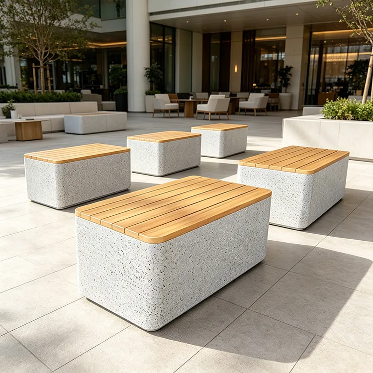 FRP Terrazzo Cube Commercial Bench
