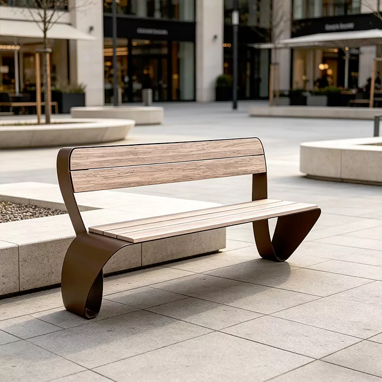 Frame Sculptural Metal curva WPC Bench