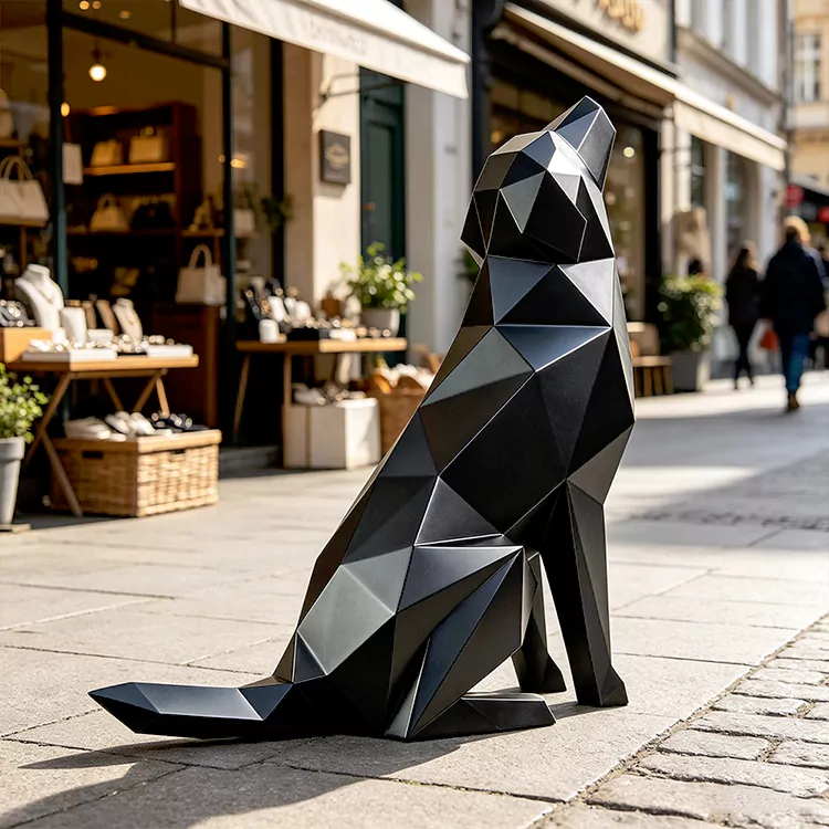 Geometric ululatus Lupus Steel Sculpture