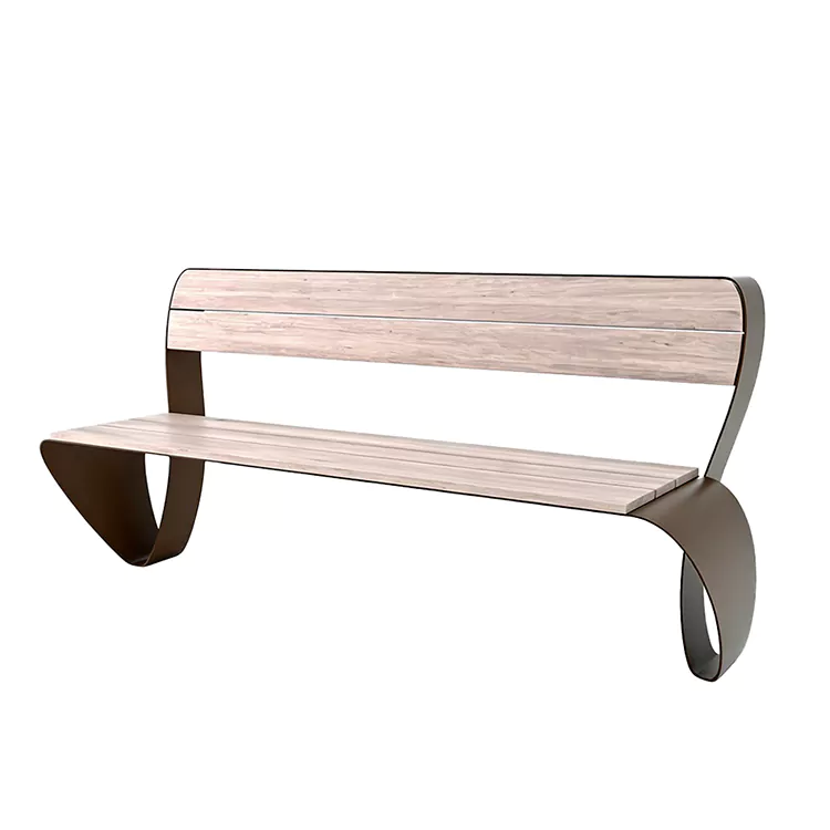 Commercial Metal Frame Bench with Wooden Seat