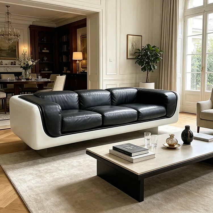 Commercial Fiberglass Leather Sofa