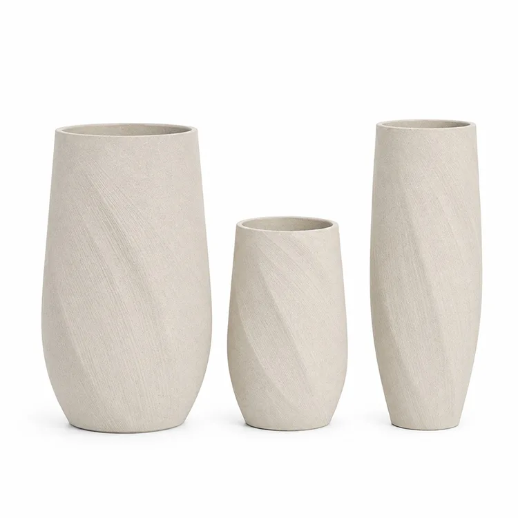 Fiberglass Textured Planter Set
