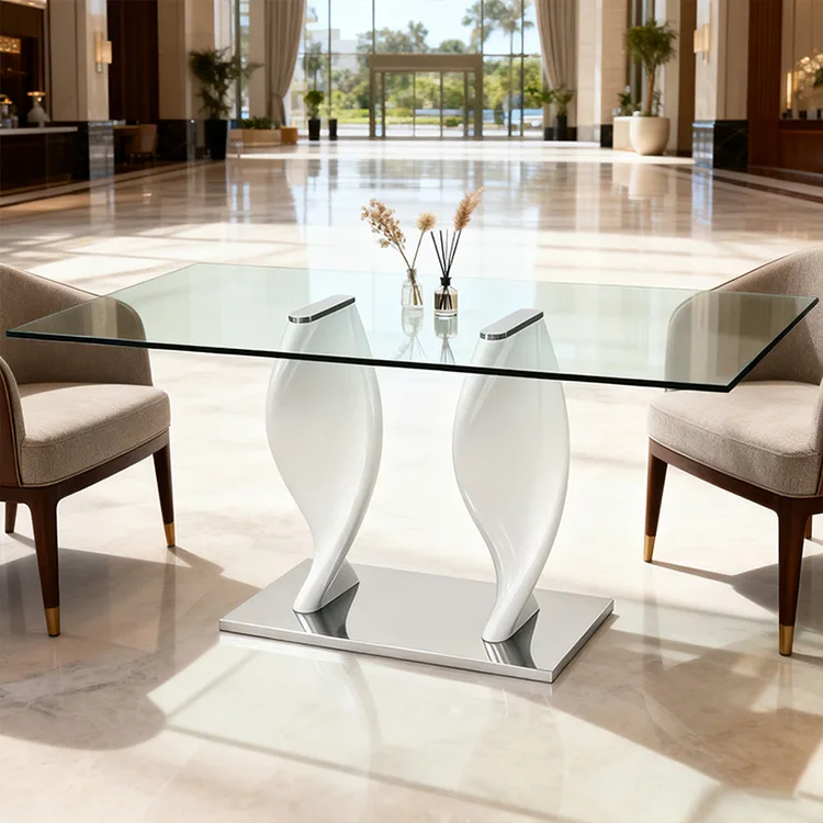 Modern Dining Table FRP Crura Et Steel Base