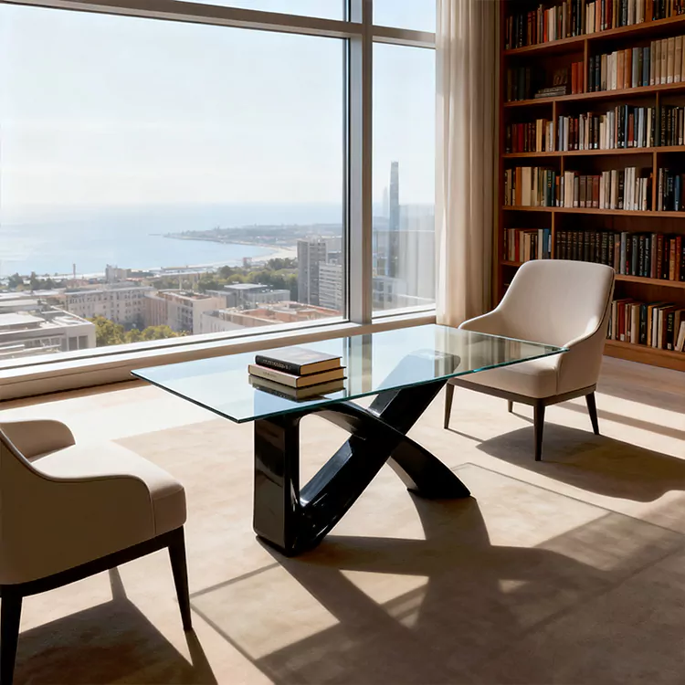 Vitrei Patio moderni Tabula cum GRP curva X Base